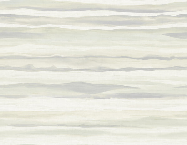 Malibu Kentmere Waves Wallpaper - Contemporary Watercolor - Light Greige and Off-White | Malibu Wallpaper