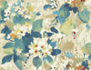 Malibu Chambon Wallpaper - Transitional Floral - Cerulean, Tan, and Orange | Malibu Wallpaper