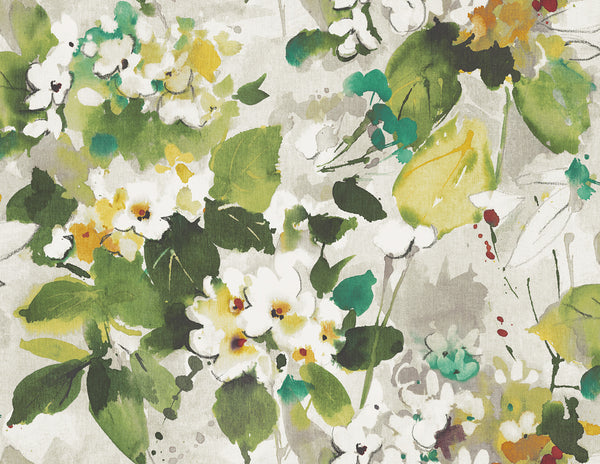 Malibu Chambon Wallpaper - Transitional Floral - Moss Green, Gray, and Orange | Malibu Wallpaper