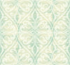 Malibu Chambon Ogee Wallpaper - Transitional Ogee - Seafoam and Linen | Malibu Wallpaper
