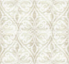 Malibu Chambon Ogee Wallpaper - Transitional Ogee - Light Beige and Off-White | Malibu Wallpaper