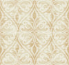 Malibu Chambon Ogee Wallpaper - Transitional Ogee - Pumpkin and Off-White | Malibu Wallpaper