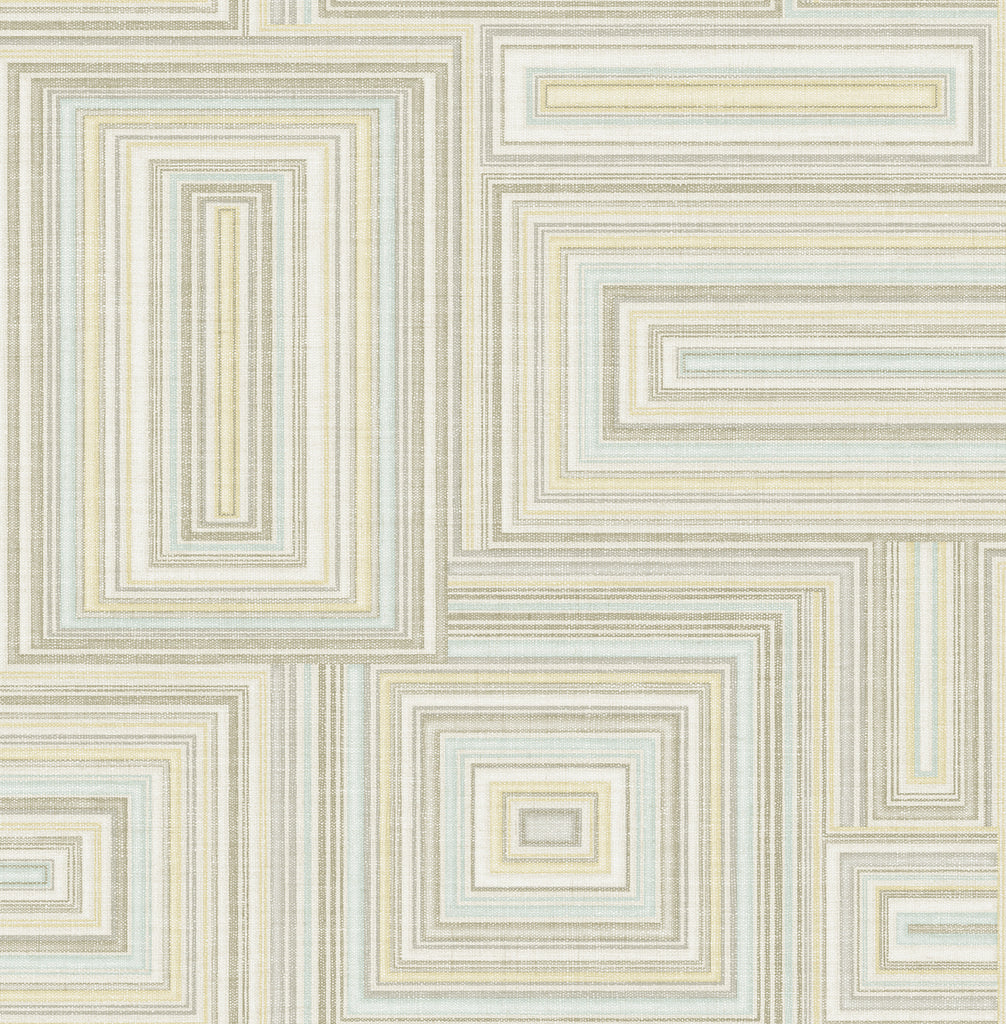 Malibu Attersee Squares Wallpaper - Transitional Geometric - Tan, Beige, and Ice | Malibu Wallpaper