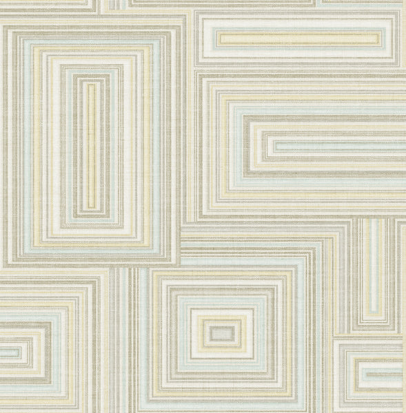 Malibu Attersee Squares Wallpaper - Transitional Geometric - Tan, Beige, and Ice | Malibu Wallpaper