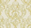 Malibu Roxen Damask Wallpaper - Traditional Damask - Off-White and Gold | Malibu Wallpaper