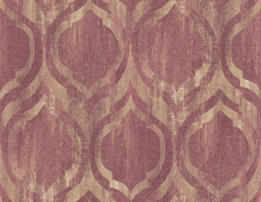 Malibu Old Danube Ogee Wallpaper - Rustic Ogee - Wine and Gold | Malibu Wallpaper