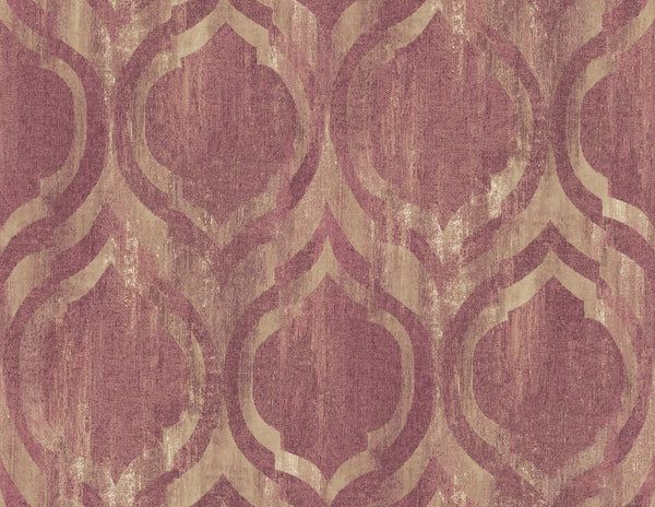 Malibu Old Danube Ogee Wallpaper - Rustic Ogee - Wine and Gold | Malibu Wallpaper