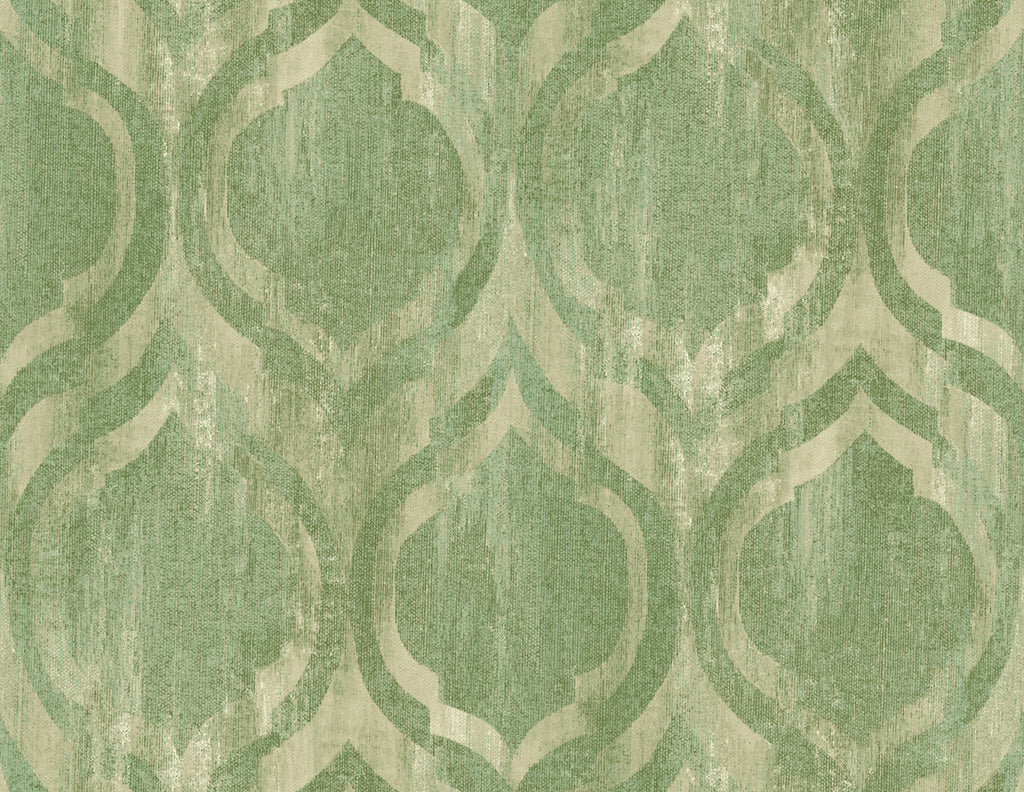 Malibu Old Danube Ogee Wallpaper - Rustic Ogee - Olive and Gold | Malibu Wallpaper