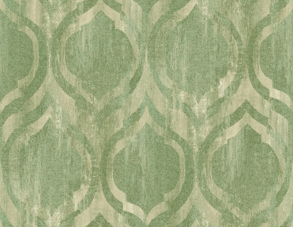 Malibu Old Danube Ogee Wallpaper - Rustic Ogee - Olive and Gold | Malibu Wallpaper