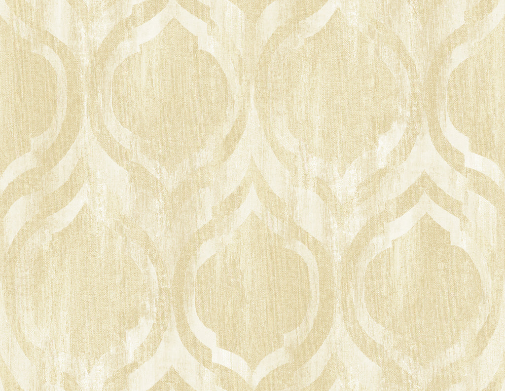 Malibu Old Danube Ogee Wallpaper - Rustic Ogee - Gold and Off-White | Malibu Wallpaper