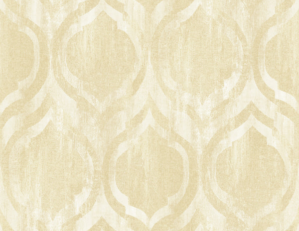 Malibu Old Danube Ogee Wallpaper - Rustic Ogee - Gold and Off-White | Malibu Wallpaper