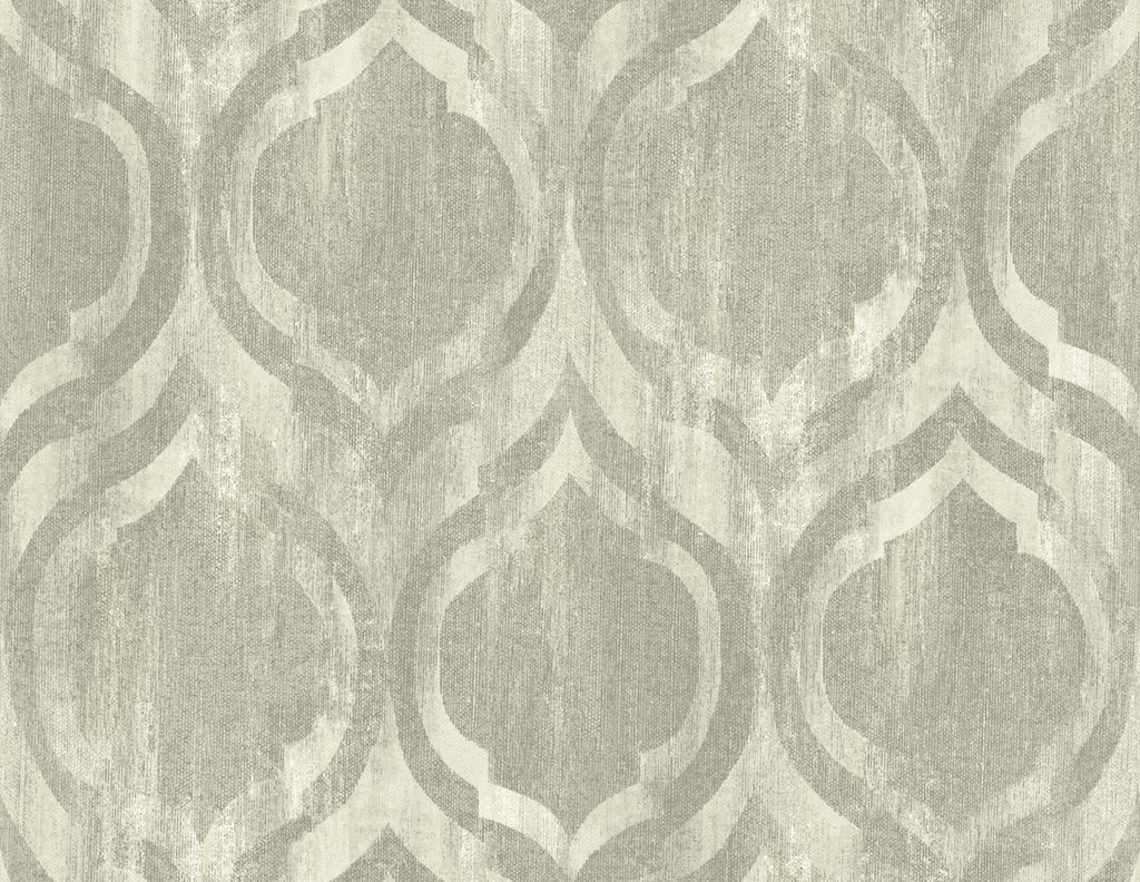 Malibu Old Danube Ogee Wallpaper - Rustic Ogee - Gray and Off-White | Malibu Wallpaper