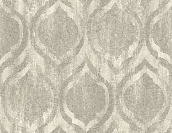 Malibu Old Danube Ogee Wallpaper - Rustic Ogee - Gray and Off-White | Malibu Wallpaper