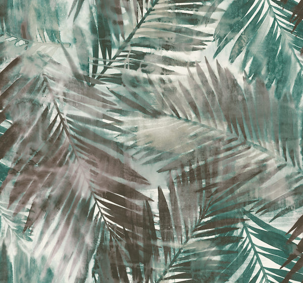 Malibu Kentmere Wallpaper - Transitional Botanical - Teal and Seaweed | Malibu Wallpaper