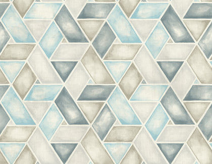 Kentmere Geo Contemporary Geometric Baby Blue, Pewter, and Gray | Architectural Wallcoverings