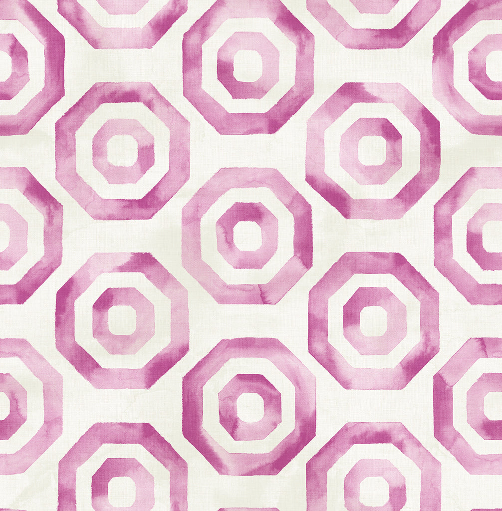 Malibu Faravel Geo Wallpaper - Contemporary Geometric - Magenta and Off-White | Malibu Wallpaper