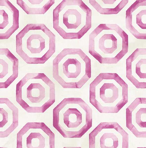 Malibu Faravel Geo Wallpaper - Contemporary Geometric - Magenta and Off-White | Malibu Wallpaper