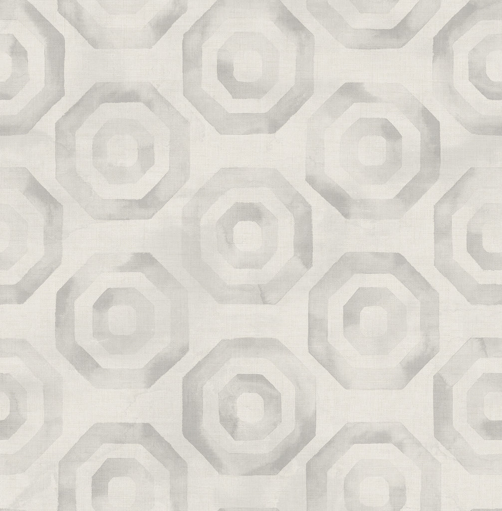Malibu Faravel Geo Wallpaper - Contemporary Geometric - Light Gray and Off-White | Malibu Wallpaper
