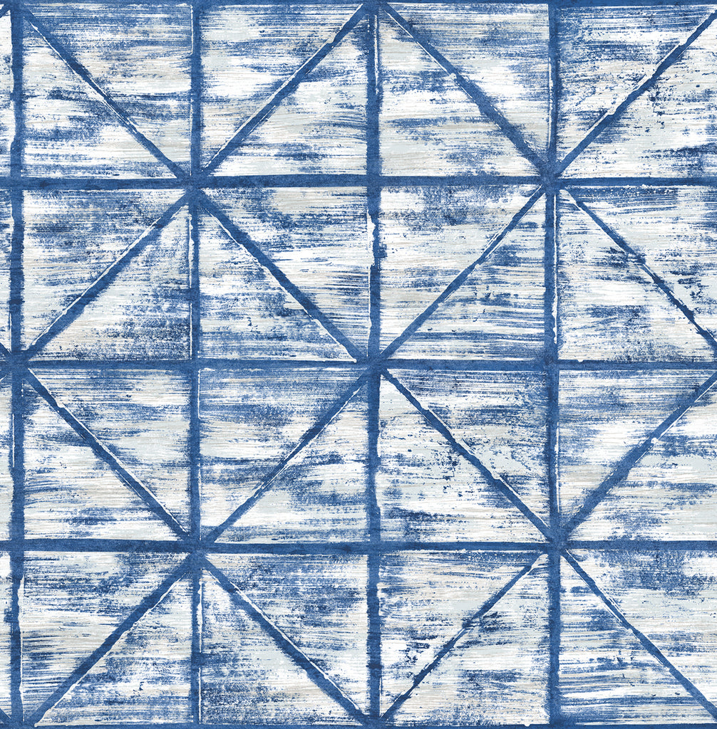 Malibu Ness Wallpaper - Transitional Geometric - Blue and White | Malibu Wallpaper