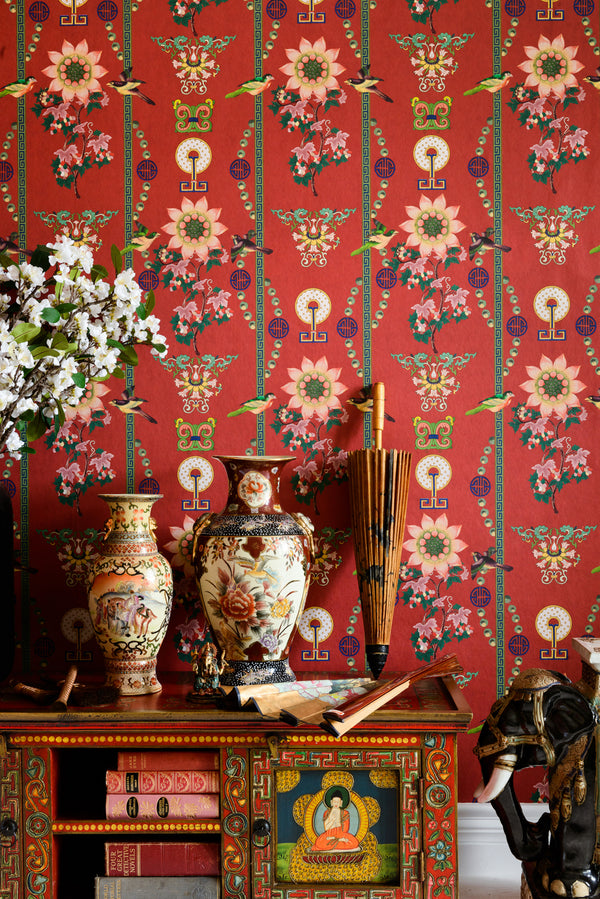 Lin Yuan Chinese - Red Wallcovering | Mind the Gap