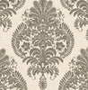 Malibu Antigua Damask Wallpaper - Coastal Damask - Charcoal and Ivory | Malibu Wallpaper
