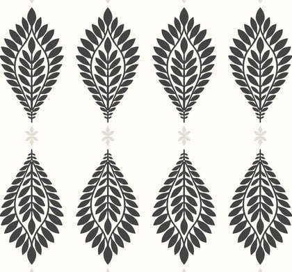 Mirasol Palm Frond Coastal Palm Leaf - Ebony and Eggshell | Architectural Wallcoverings