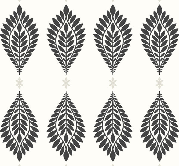 Mirasol Palm Frond Coastal Palm Leaf - Ebony and Eggshell | Architectural Wallcoverings