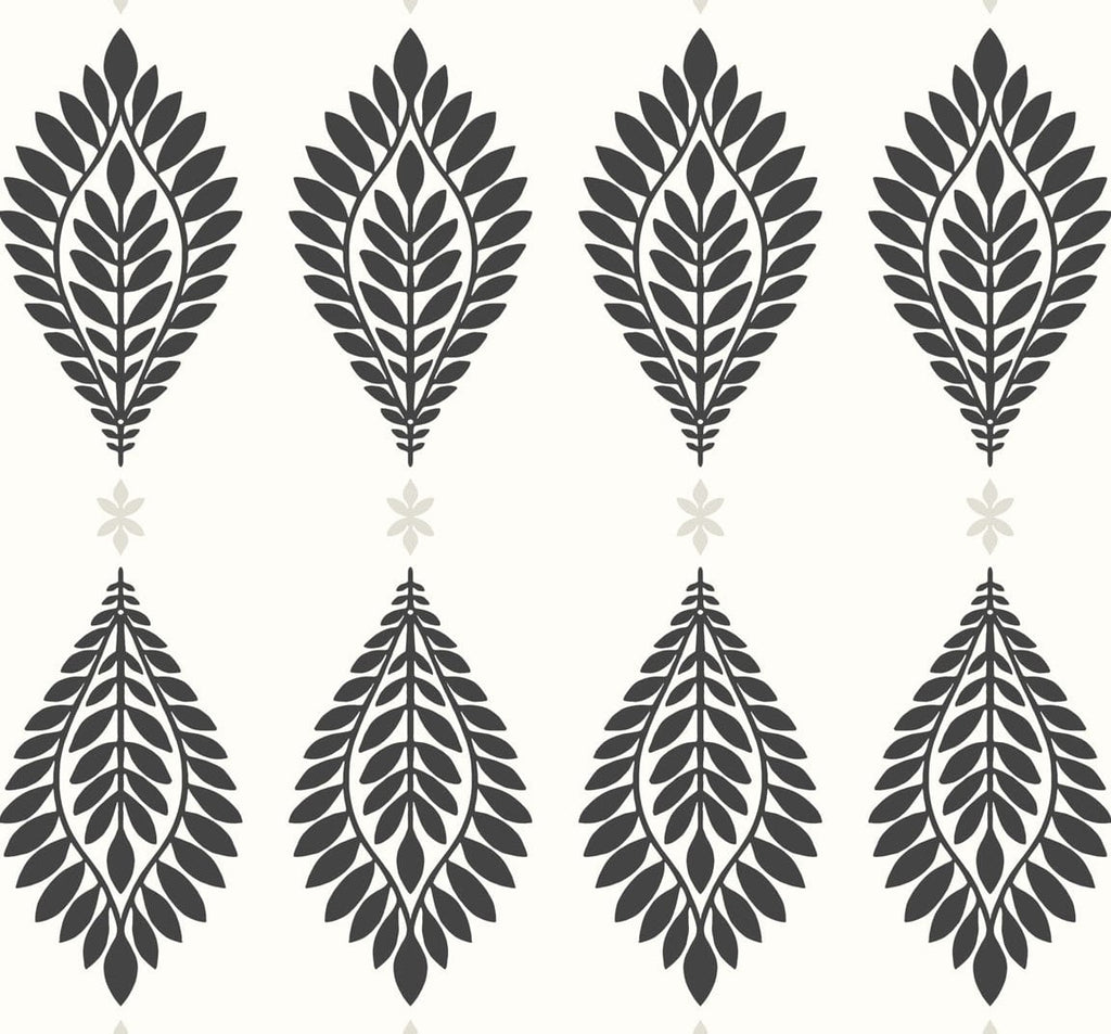 Malibu Mirasol Palm Frond Wallpaper - Coastal Palm Leaf - Ebony and Eggshell | Malibu Wallpaper