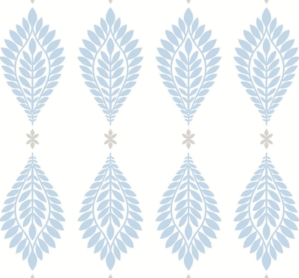 Malibu Mirasol Palm Frond Wallpaper - Coastal Palm Leaf - Carolina Blue and Eggshell | Malibu Wallpaper