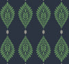 Malibu Mirasol Palm Frond Wallpaper - Coastal Palm Leaf - Midnight Blue and Spearmint | Malibu Wallpaper