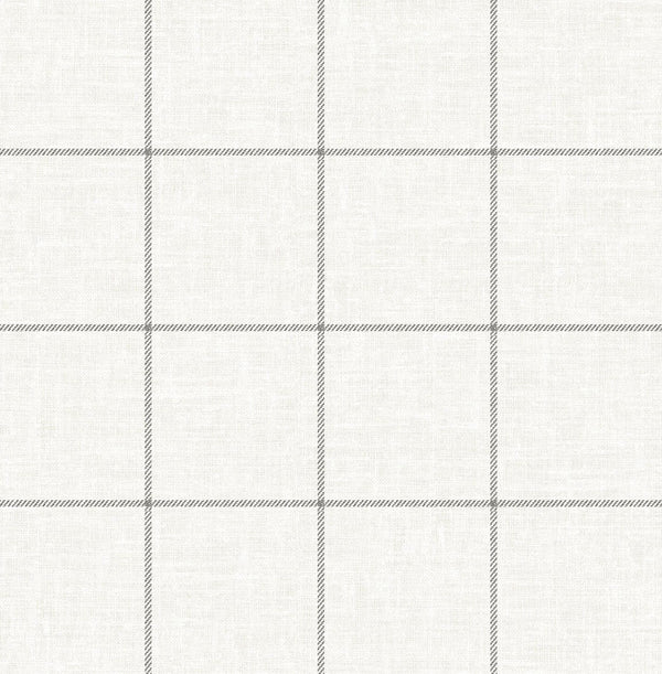 Linen Check Coastal Plaid & Check - Alabaster and Wrought Iron | Architectural Wallcoverings