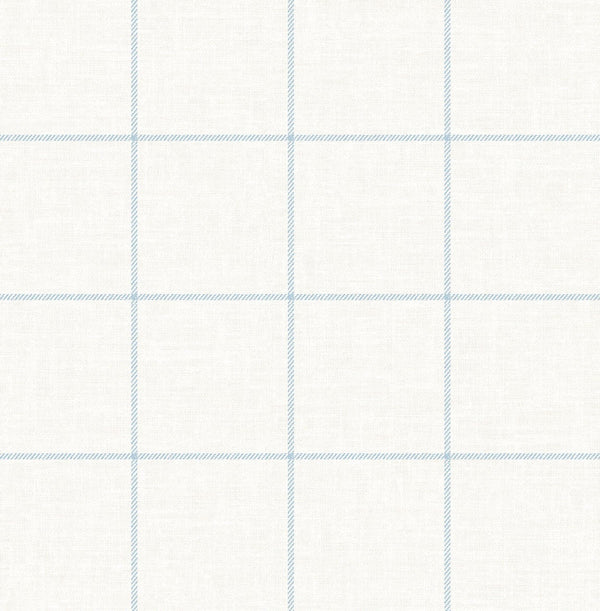 Linen Check Coastal Plaid & Check - Blue  Frost and Bone White | Architectural Wallcoverings