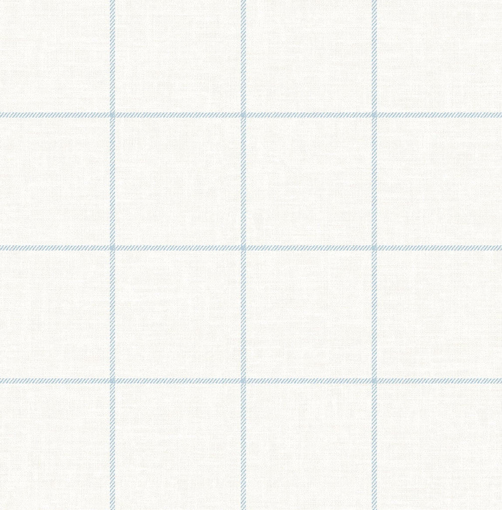 Malibu Linen Check Wallpaper - Coastal Plaid & Check - Blue  Frost and Bone White | Malibu Wallpaper