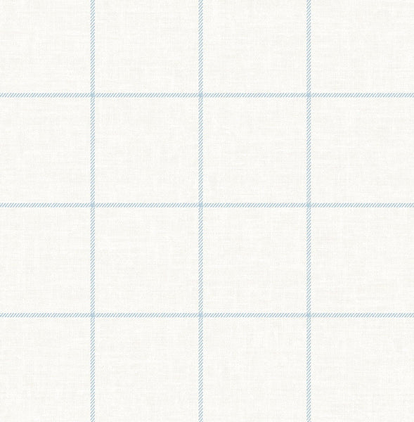 Malibu Linen Check Wallpaper - Coastal Plaid & Check - Blue  Frost and Bone White | Malibu Wallpaper