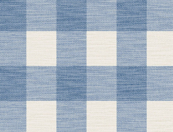 Rugby Gingham Coastal Gingham - Coastal Blue and Ivory | Architectural Wallcoverings