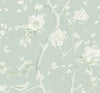 Malibu Southport Floral Trail Wallpaper - Coastal Chinoiserie - Sea Glass and Ivory | Malibu Wallpaper