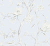 Malibu Southport Floral Trail Wallpaper - Coastal Chinoiserie - Blue Frost and Cove Gray | Malibu Wallpaper