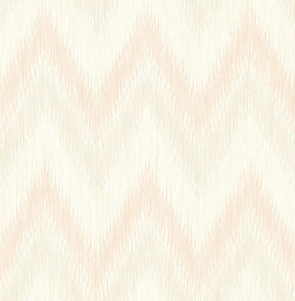 Malibu Regent Flamestitch Stringcloth Wallpaper - Coastal Chevron - Soft Melon and Arrowroot | Malibu Wallpaper