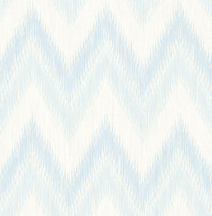 Regent Flamestitch Stringcloth Coastal Chevron - Blue Frost and Eggshell | Architectural Wallcoverings