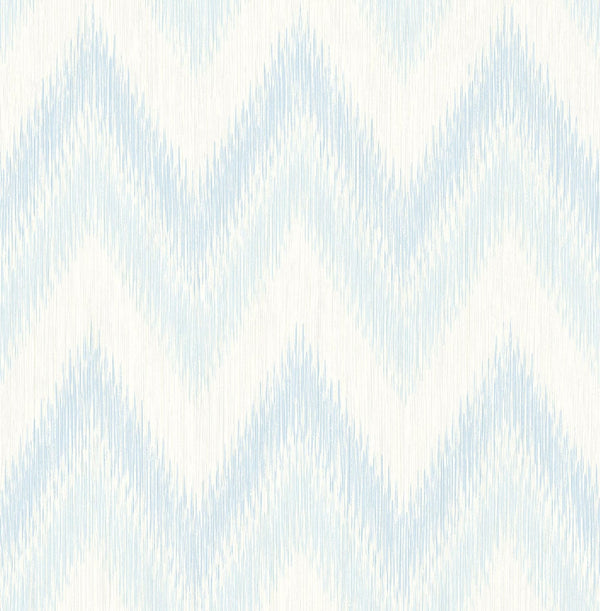 Regent Flamestitch Stringcloth Coastal Chevron - Blue Frost and Eggshell | Architectural Wallcoverings