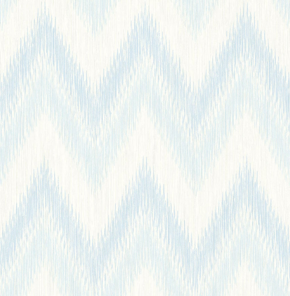 Malibu Regent Flamestitch Stringcloth Wallpaper - Coastal Chevron - Blue Frost and Eggshell | Malibu Wallpaper