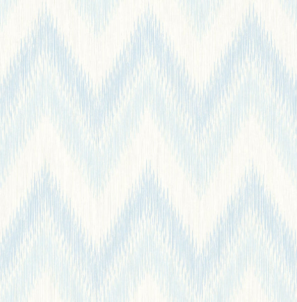 Malibu Regent Flamestitch Stringcloth Wallpaper - Coastal Chevron - Blue Frost and Eggshell | Malibu Wallpaper