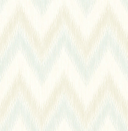 Regent Flamestitch Stringcloth Coastal Chevron - Sea Glass and Eggshell | Architectural Wallcoverings