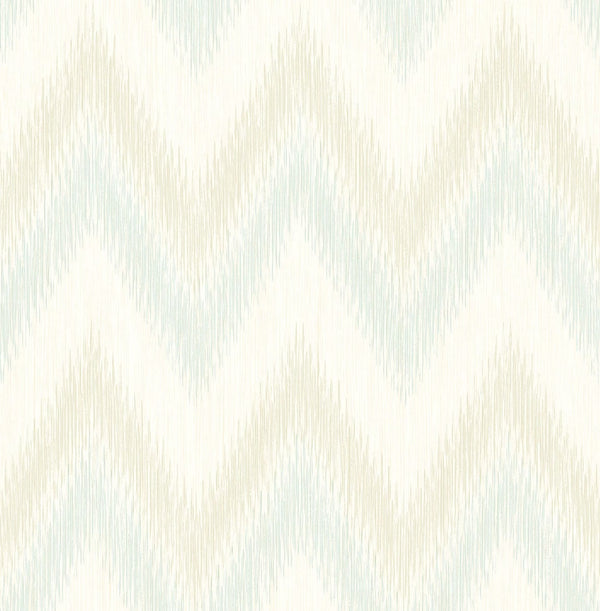Regent Flamestitch Stringcloth Coastal Chevron - Sea Glass and Eggshell | Architectural Wallcoverings