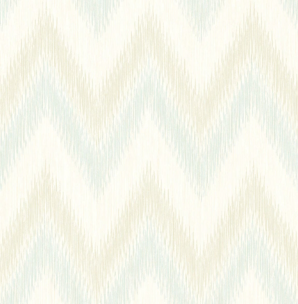 Malibu Regent Flamestitch Stringcloth Wallpaper - Coastal Chevron - Sea Glass and Eggshell | Malibu Wallpaper