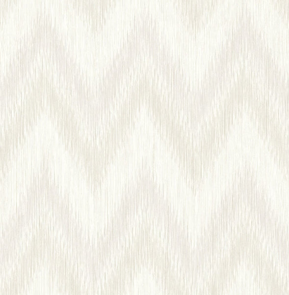 Malibu Regent Flamestitch Stringcloth Wallpaper - Coastal Chevron - Winter Fog and Eggshell | Malibu Wallpaper