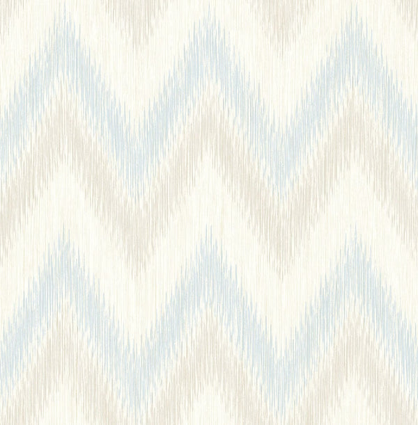 Regent Flamestitch Stringcloth Coastal Chevron - Sky Blue and Arrowroot | Architectural Wallcoverings