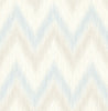 Malibu Regent Flamestitch Stringcloth Wallpaper - Coastal Chevron - Sky Blue and Arrowroot | Malibu Wallpaper