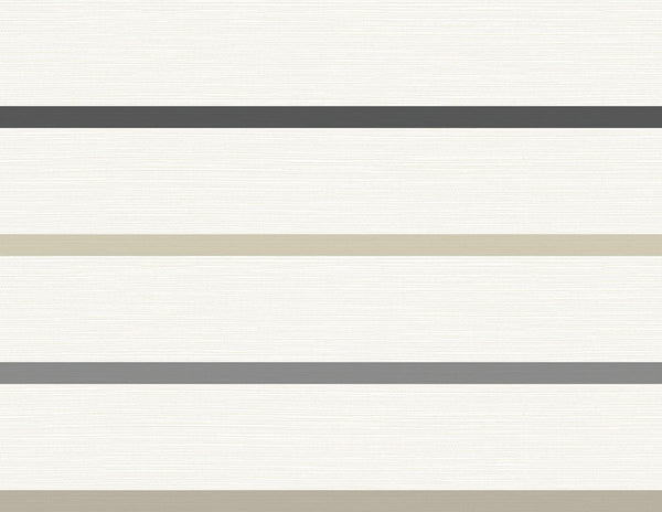 Crew Stripe Coastal Stripe - Ivory, Wrought Iron, and Sand Dollar | Architectural Wallcoverings