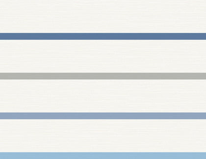Crew Stripe Coastal Stripe - Air Force Blue, Gray, and Eggshell | Architectural Wallcoverings